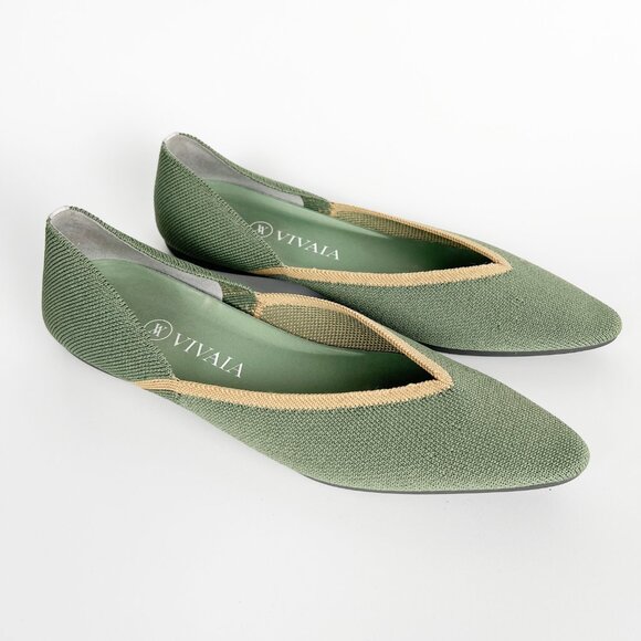 Vivaia Pointed Toe Ballet Flats Vienna Slip On In Knit Comfortable Balletcore 40 - Picture 3 of 10